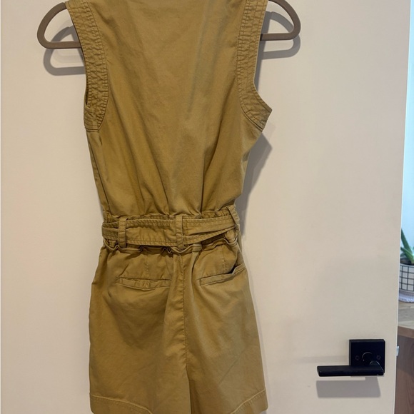Derek Lam Sz 36 (2) Khaki Tan Belted Tie Waist Sleeveless Utility Romper 1 PC - Picture 5 of 6